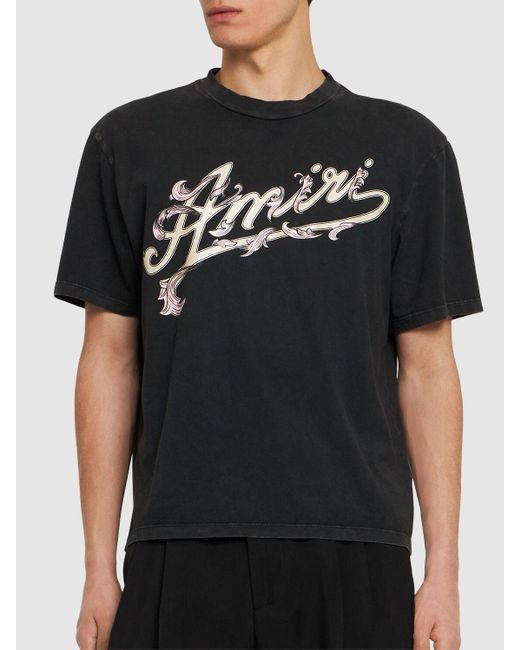 T-shirt in jersey di cotone con logo di Amiri in Black da Uomo