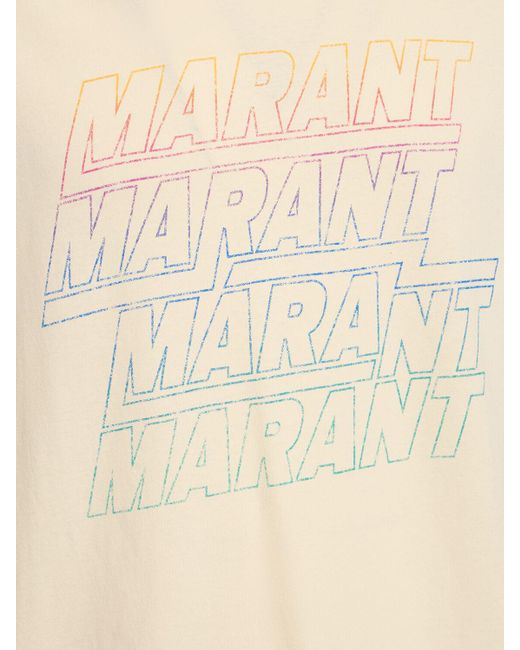 T-shirt in jersey di cotone con logo di Isabel Marant in Natural da Uomo