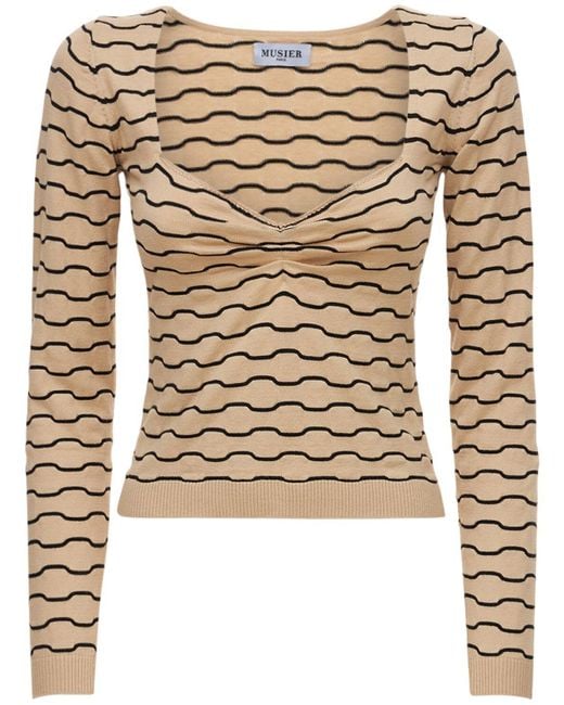 Musier Paris Ornella Cotton Blend Sweater in Beige/Black (Natural) Lyst
