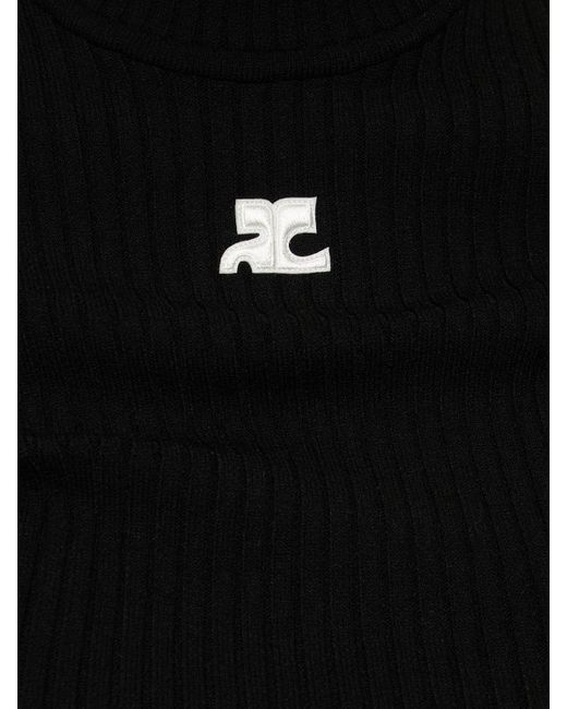 Courreges Black Knit Viscose Blend Logo Top