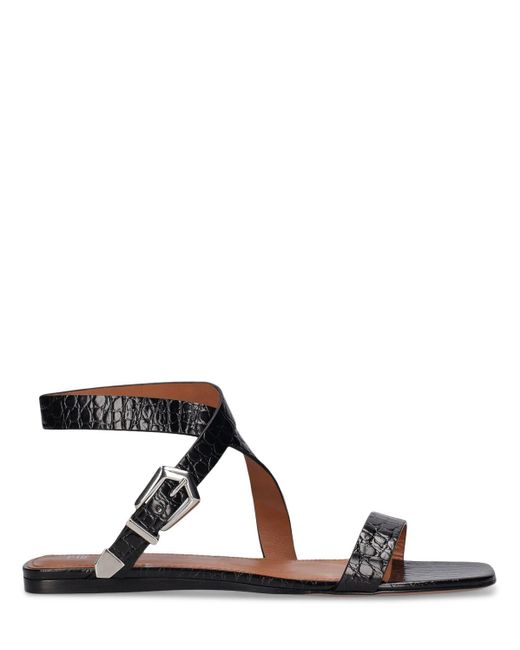 Paris Texas Black 10mm Lauren Croc Embossed Sandals