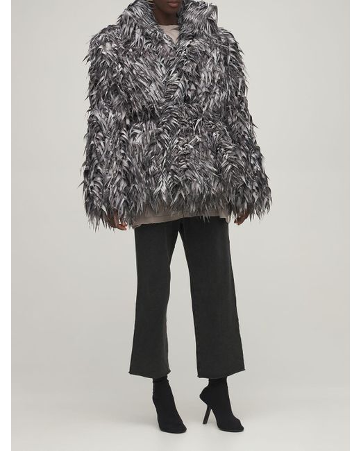 Balenciaga Laser Cut Faux Fur Jacket in Grey | Lyst Australia