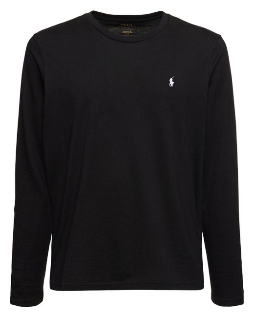 T-shirt girocollo a maniche lunghe di Polo Ralph Lauren in Black da Uomo