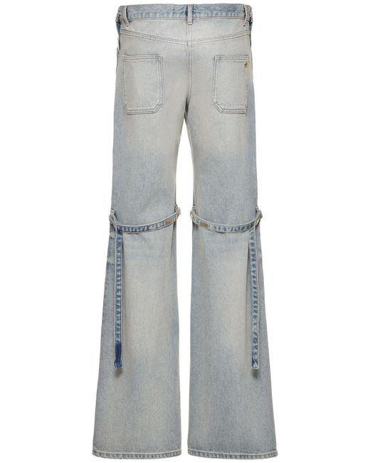 Jeans baggy fit sailor in denim di cotone di Courreges in Gray