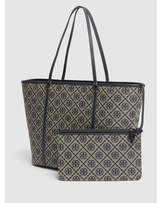 Tory Burch Gray Damen Canvas-Tote Mit T-Monogramm