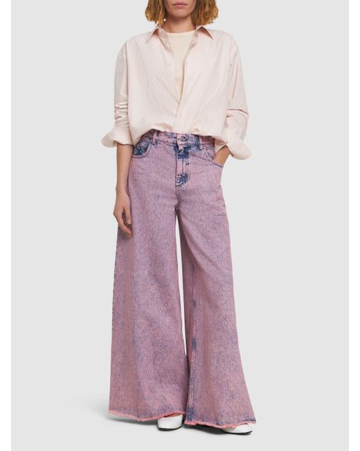 Jeans anchos de denim de algodón Marni de color Purple