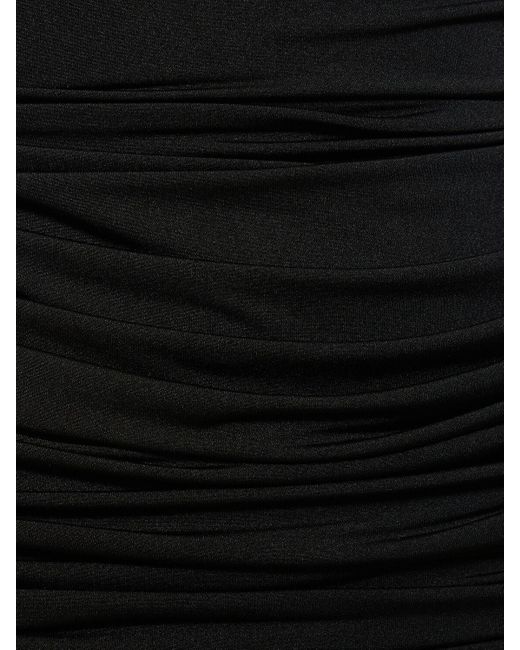 Robe longue en jersey stretch ruché GIUSEPPE DI MORABITO en coloris Black