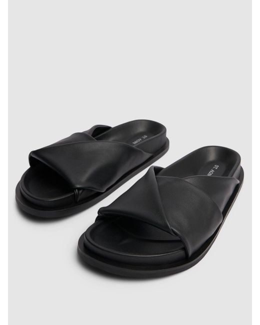 St. Agni Black 25mm Flache Lederschuhe "fold Detail"