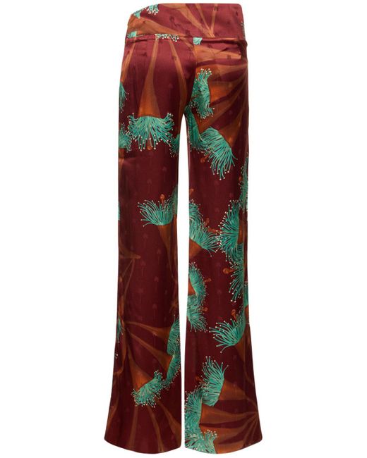 Johanna Ortiz Red Chocolate Unbound Silk Wide Pants