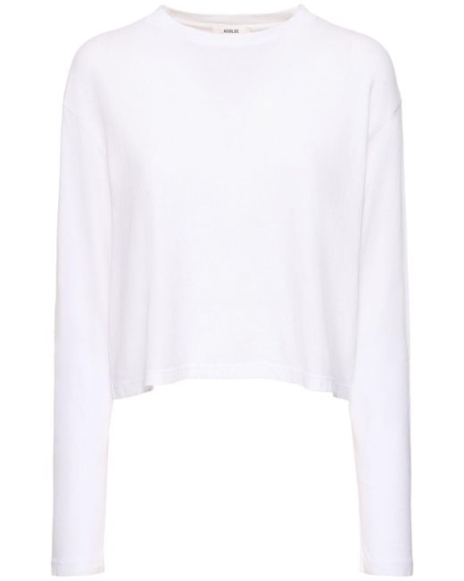 T-shirt cropped mason in cotone organico di Agolde in White