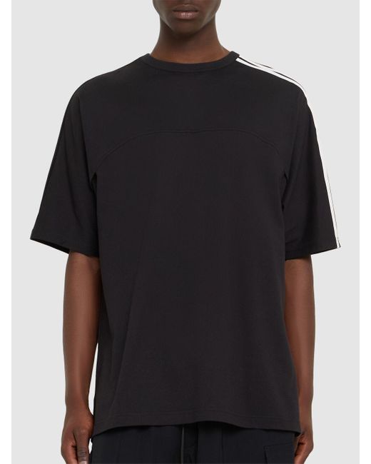 メンズ Y-3 3ストライプ半袖コットンtシャツ Black