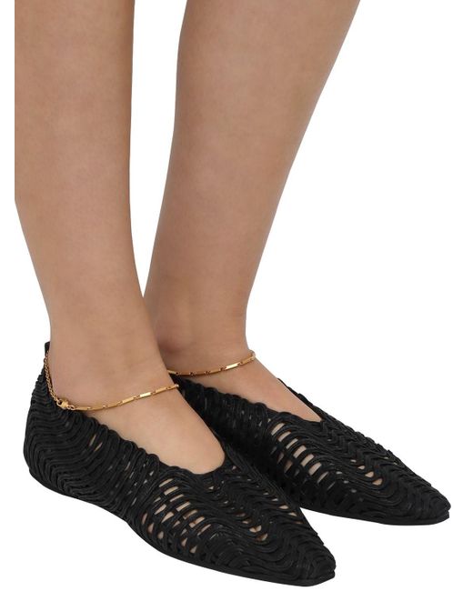 Stella McCartney 10mm Ankle Strap Cotton Ballerinas in Black - Lyst