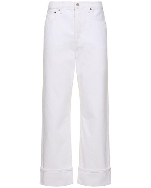 Agolde White Fran Low Slung Easy Straight Jeans