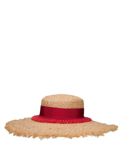 Borsalino Pink Mia Fringed Raffia Straw Hat