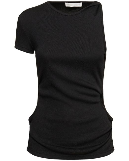 Christopher Esber Black Twisted Side Cutout One Short Sleeve Top