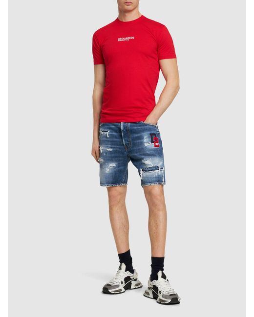 DSquared² Red Logo Printed Cotton Jersey T-Shirt for men