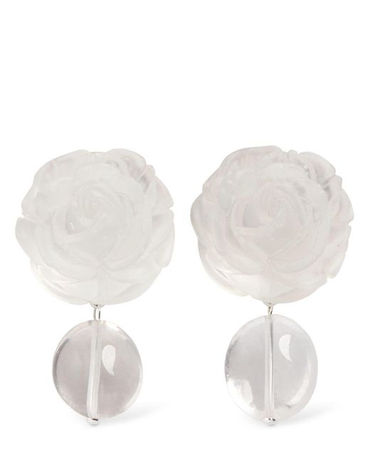 Orecchini rose con cristalli e perle d'imitazione di Magda Butrym in White