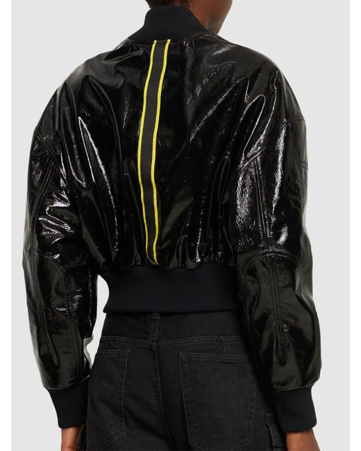 Ferrari Black Grosgrain Leather Bomber Jacket