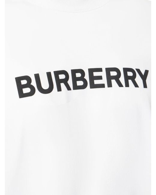 T-shirt harriston in jersey di cotone con logo di Burberry in White da Uomo
