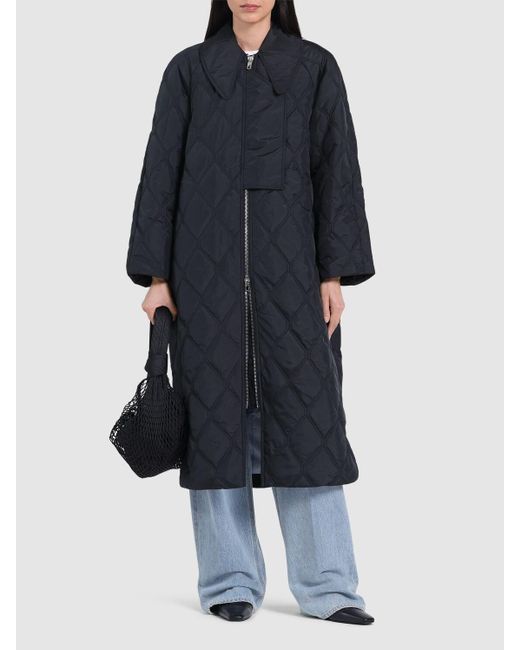 Cappotto in nylon ripstop trapuntato di Ganni in Black