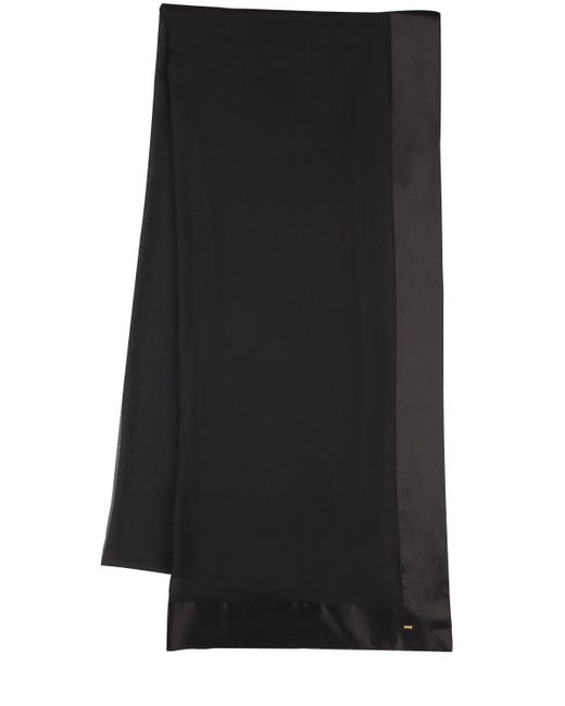 Saint Laurent Black Extra Long Sheer Scarf In Silk Muslin And Satin