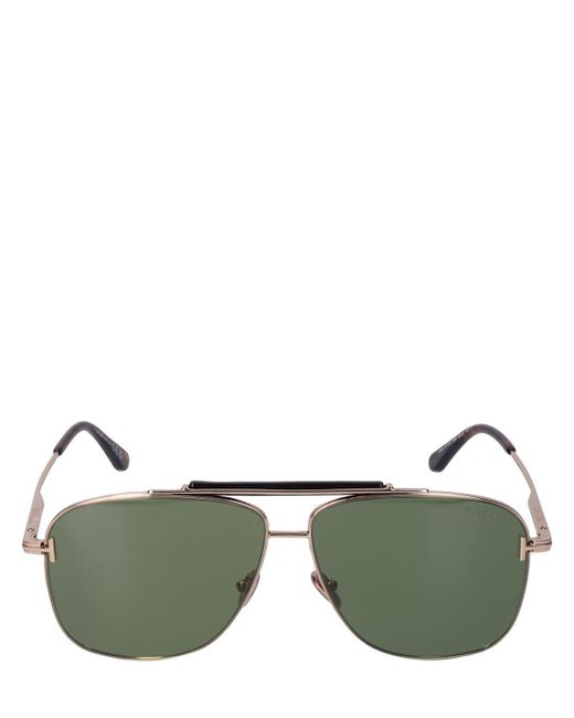 Tom Ford Green Jaden Metal Aviator Sunglasses
