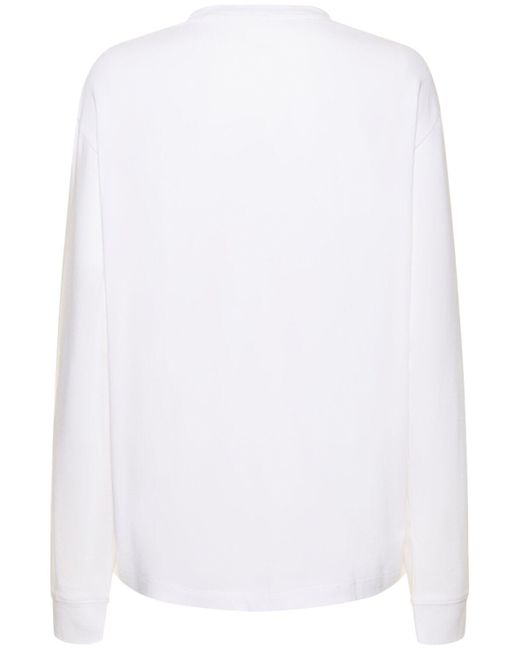 The Row White Ciles Long Sleeve Cotton Jersey T-Shirt