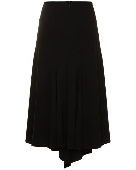Mugler Black Logo Jersey Cutout Midi Skirt