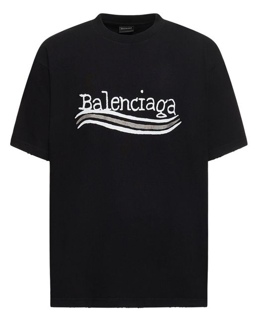 Balenciaga Black Political Logo Cotton T-shirt