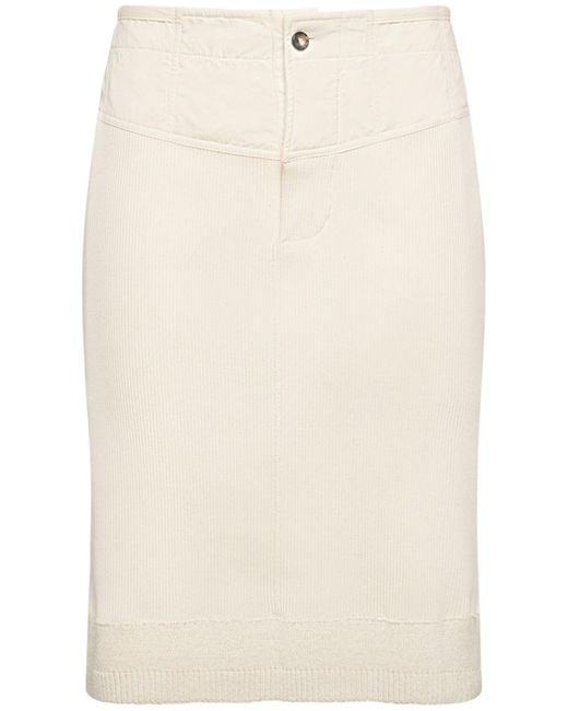 Bottega Veneta Natural Compact Cotton Rib Jersey Skirt