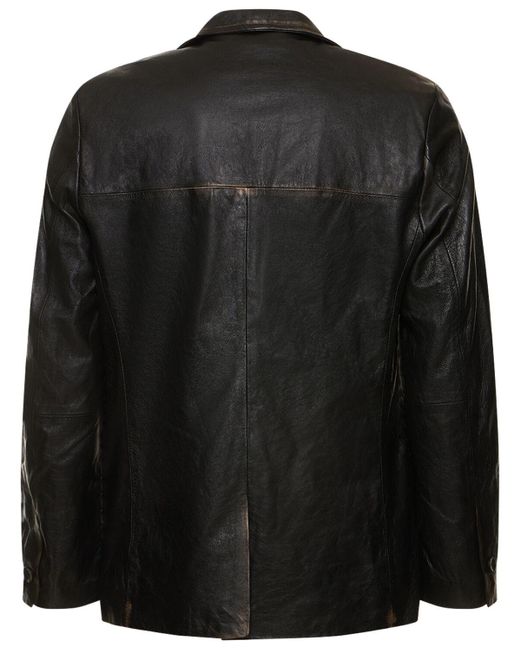 Giorgio Brato Black Bleached Leather Blazer for men