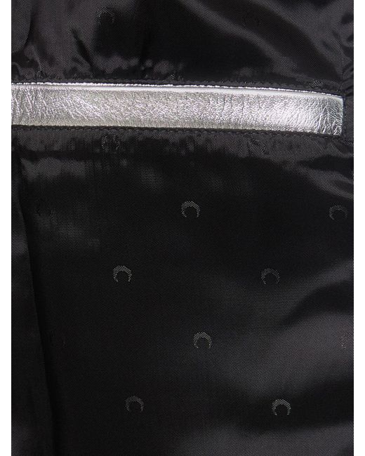 MARINE SERRE Gray Laminated Leather Aviator Jacket for men