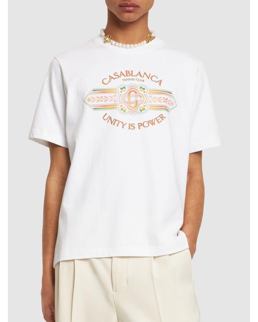 Casablancabrand T-shirt Aus Bio-baumwolle "unity Is Power" in White für Herren