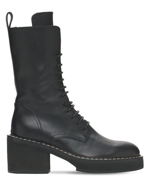 Khaite Black 70mm Cody Leather Combat Boots