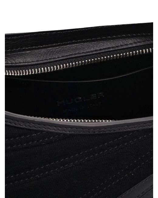 Mugler Black Medium Schultertasche Aus Leder "spiral Curve"