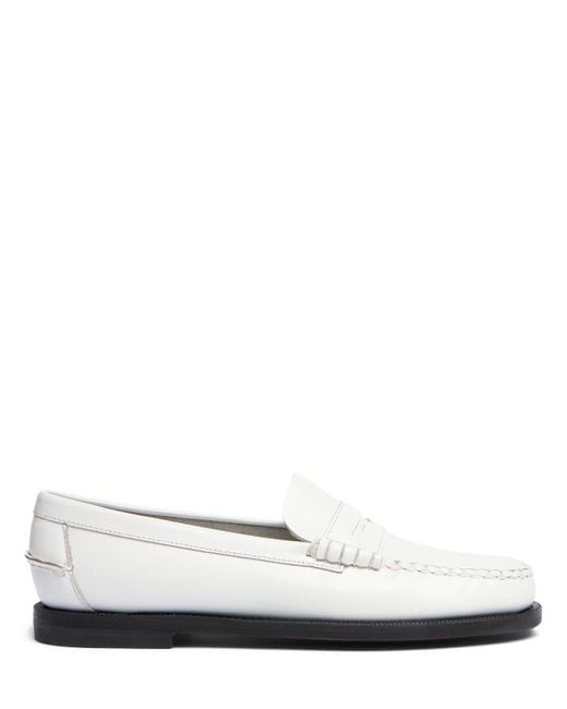 Sebago White Classic Dan Pigt Leather Loafers