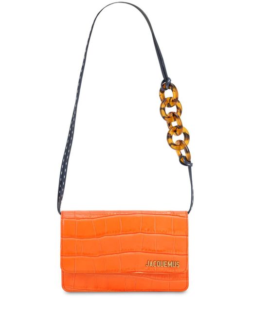 Jacquemus Orange Le Sac Riviera Croc Embossed Leather Bag