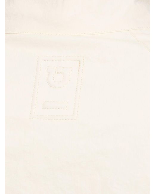 Ferragamo White Zipped Linen Jacket for men