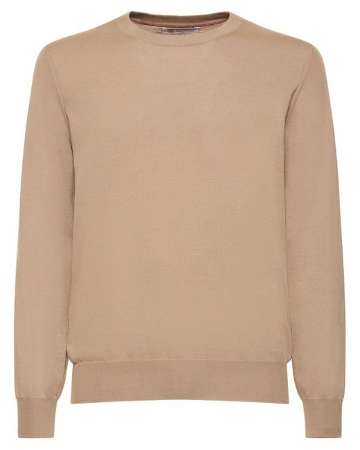 Brunello Cucinelli Natural Cotton Crewneck Sweater for men
