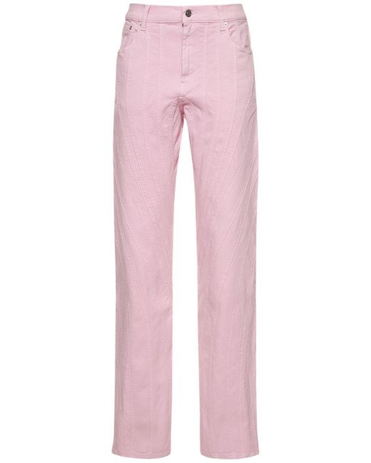 Mugler Denim Low Waist baggy Spiral Jeans in Pink Lyst