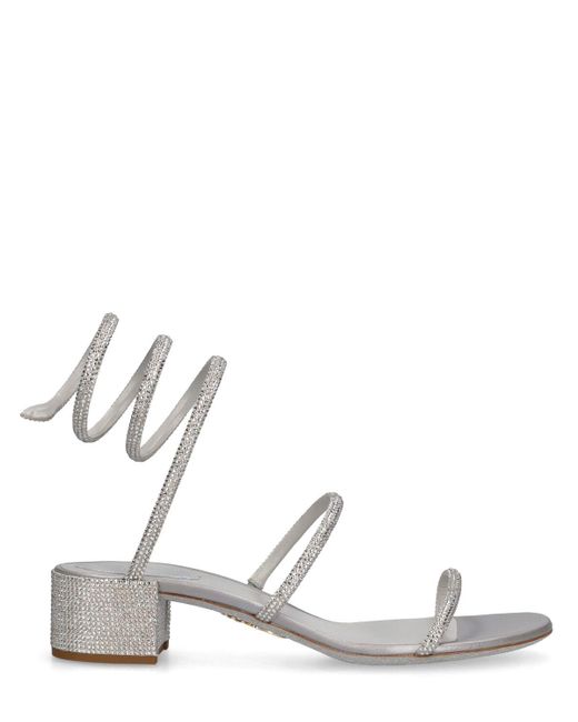 Rene Caovilla White 35Mm Embellished Satin Sandals