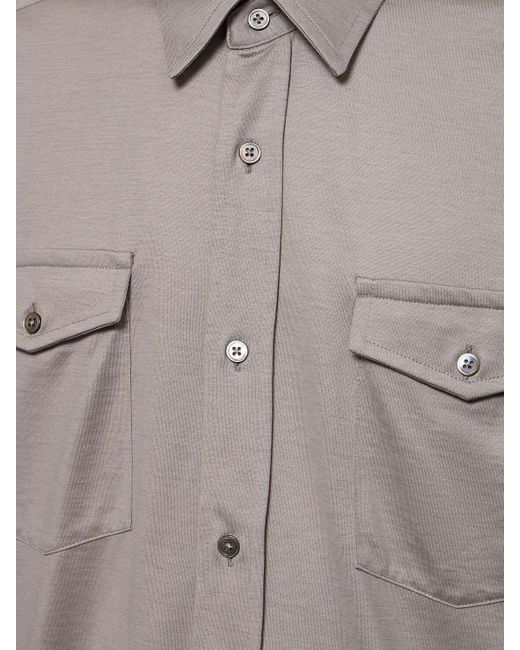 Tom Ford Heritage-hemd Aus Baumwolle Und Seide in Gray für Herren