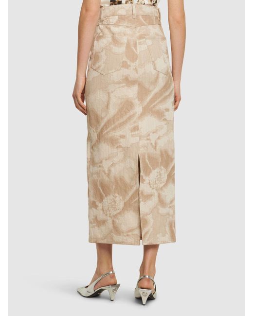 Falda midi de algodón con estampado MSGM de color Natural
