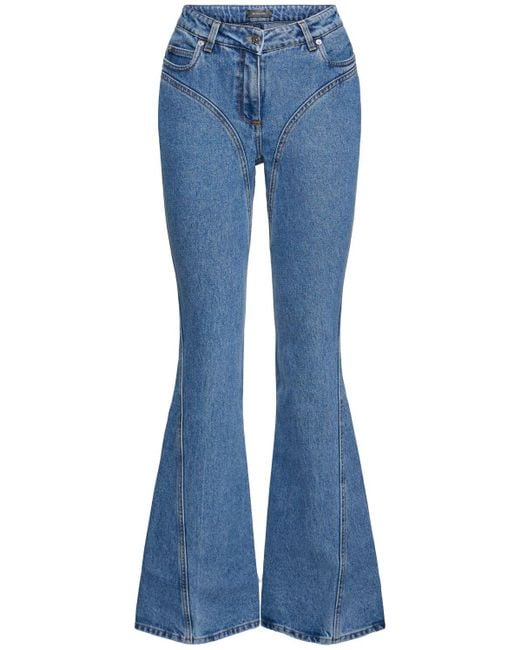 Mugler Blue Low Rise Denim Flared Jeans