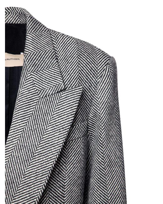 black and white herringbone jacket