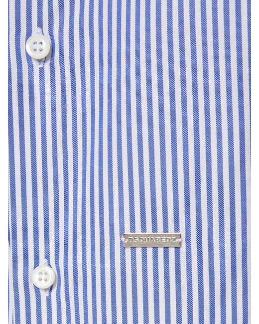 DSquared² Blue Striped Cotton Shirt