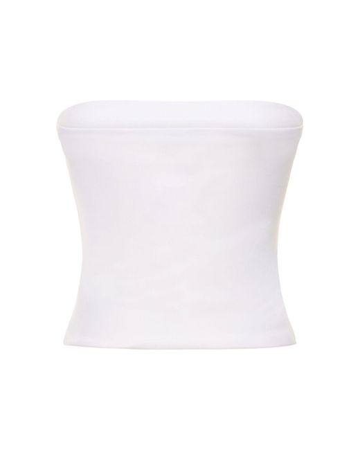 Haut sans bretelles en jersey stretch opaque Wardrobe NYC en coloris White