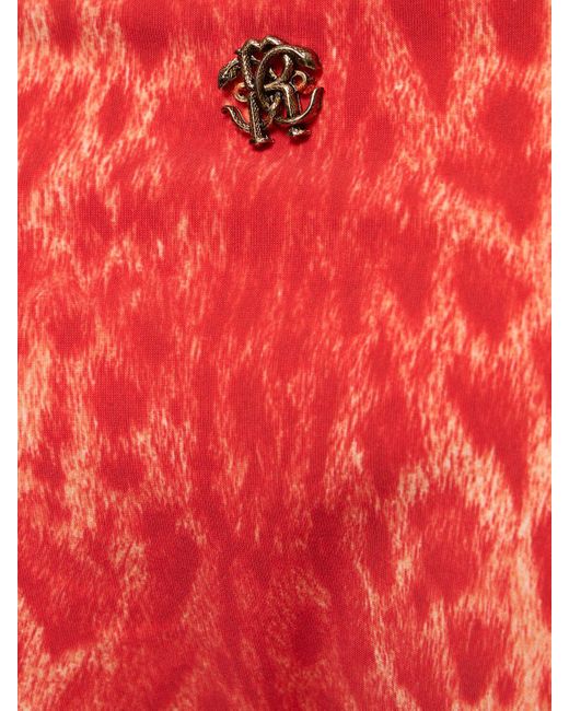 Roberto Cavalli Red Triangle-bikini Mit Print