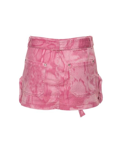 Blumarine Pink Belted Denim Mini Cargo Skirt