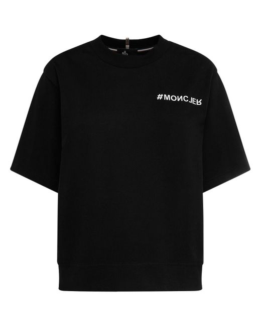 T-shirt in cotone con logo di 3 MONCLER GRENOBLE in Black